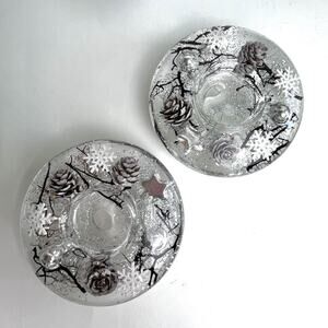 (2) Traumlicht Dreamlight Candle Holder Winter Holiday Handmade Germany Glass